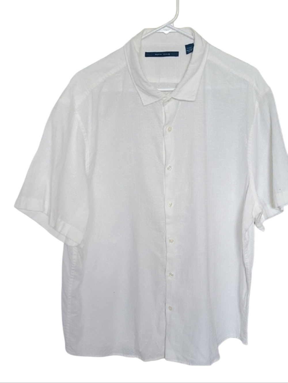 Perry Ellis White Short Sleeve Button-Up Shirt 2XL